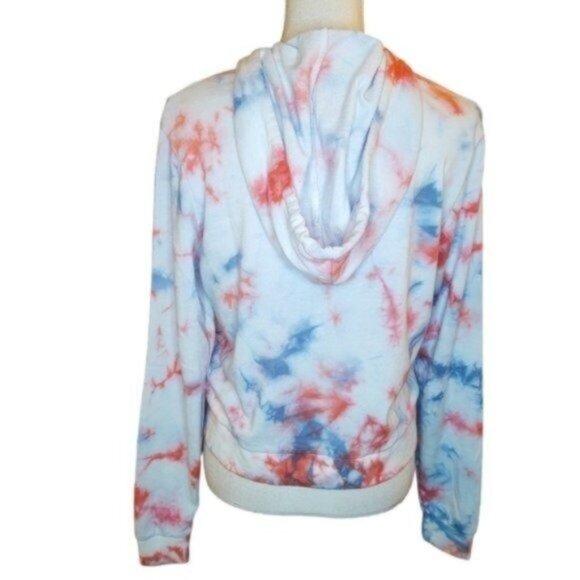 Alternative Eco Fabric Tie Dye Cropped Hoodie Sweatshirt Blue Size Medium - Picture 3 of 6